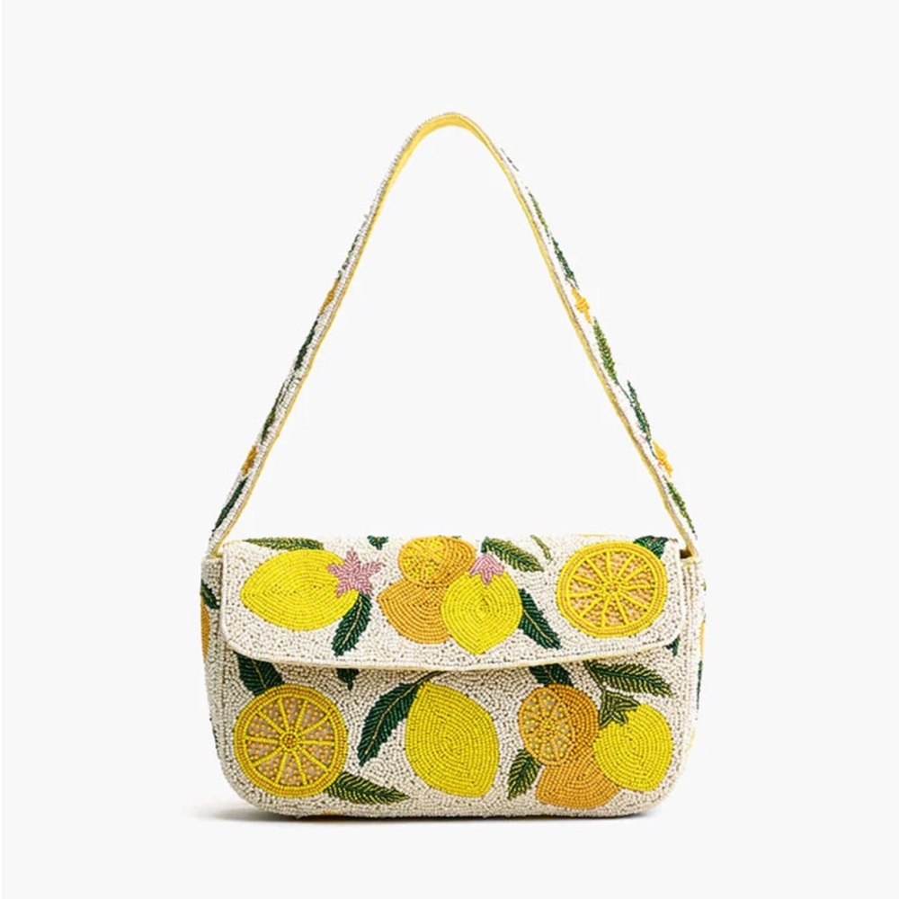 ISO AMERICA AND BEYOND LEMON BEADED SHOULDER BAG